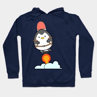 Penguin Flying Rocket Hoodie